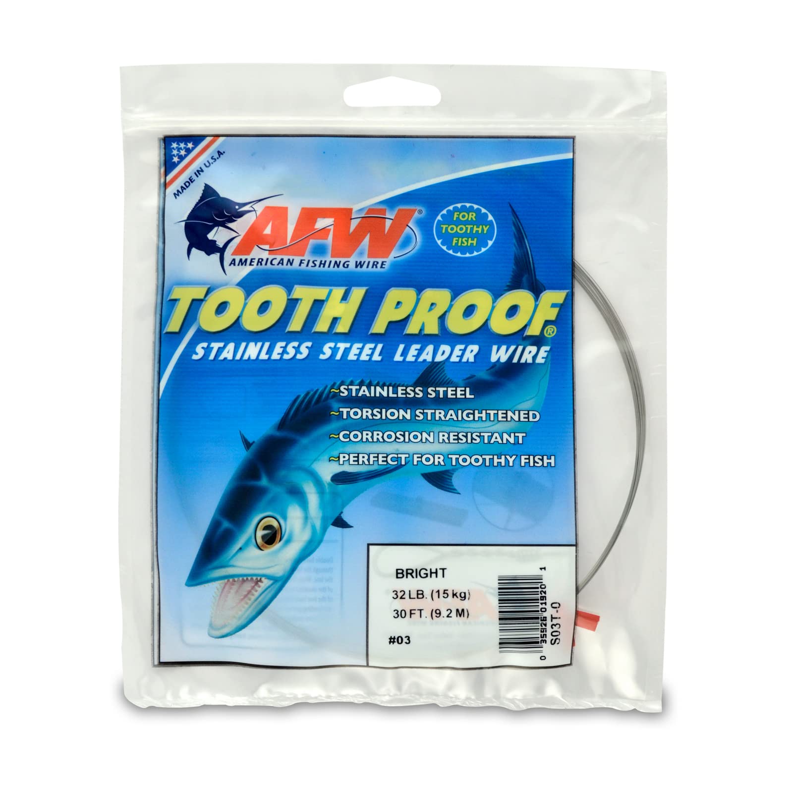 AFW Tooth Proof Fishing Wire Single Strand Leader, Bright and Camo
