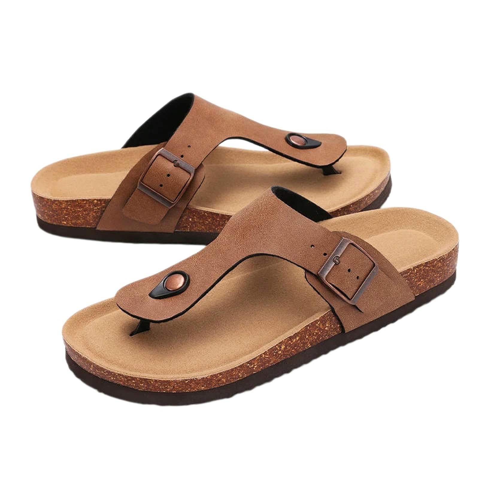 Ciabatte Uomo Pantofole Estive da in Sughero, Supporto per Arco, Suola Morbida, Infradito Casual Camera Letto-nero-43