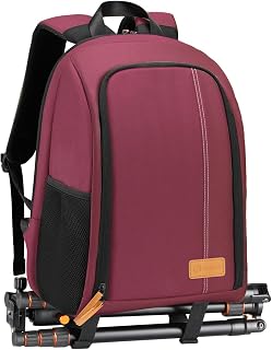 TARION Camera Backpack SLR Photo Backpack Waterproof Lightweight and Compact Small DSLR Backpack with 15 Inch Laptop Compartment and Rain Cover, red