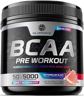BCAA Powder Watermelon | Sugar Free Pre Workout & Post Workout Muscle Recovery Support Hydration Sport Drink Mix, Keto Friendly BCAAs Amino Acids Energy Powder Preworkout for Men & Women | 50 Servings