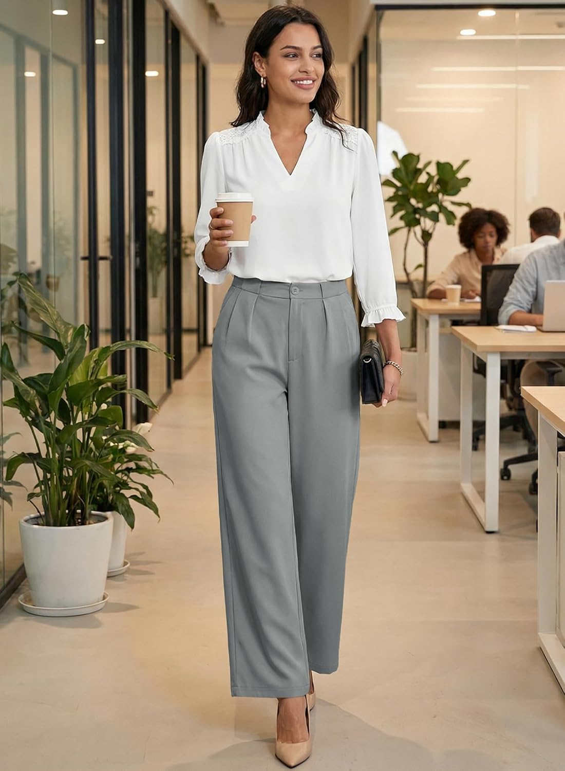 EVALESS Womens Dress Pants High Waisted Business Casual Work Office Trousers - Image 7