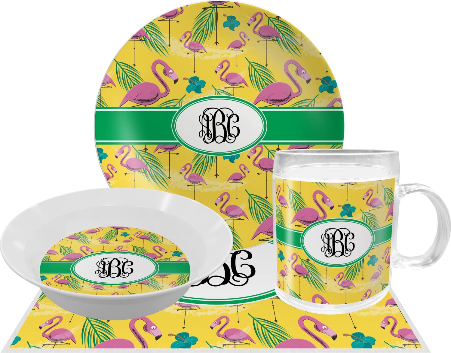 Personalized Pink Flamingo Melamine Bowl - 12 oz