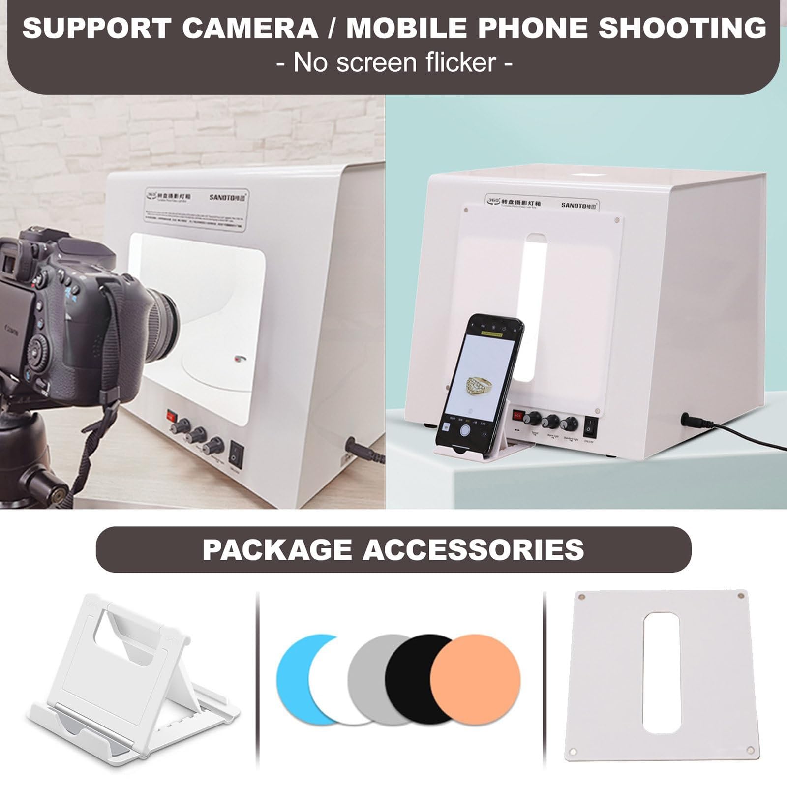 Kit luce da studio fotografico dimmerabile con giradischi motorizzato a 360°, luminosità regolabile 3000-5500K, perfetto per fotografia e produzione video