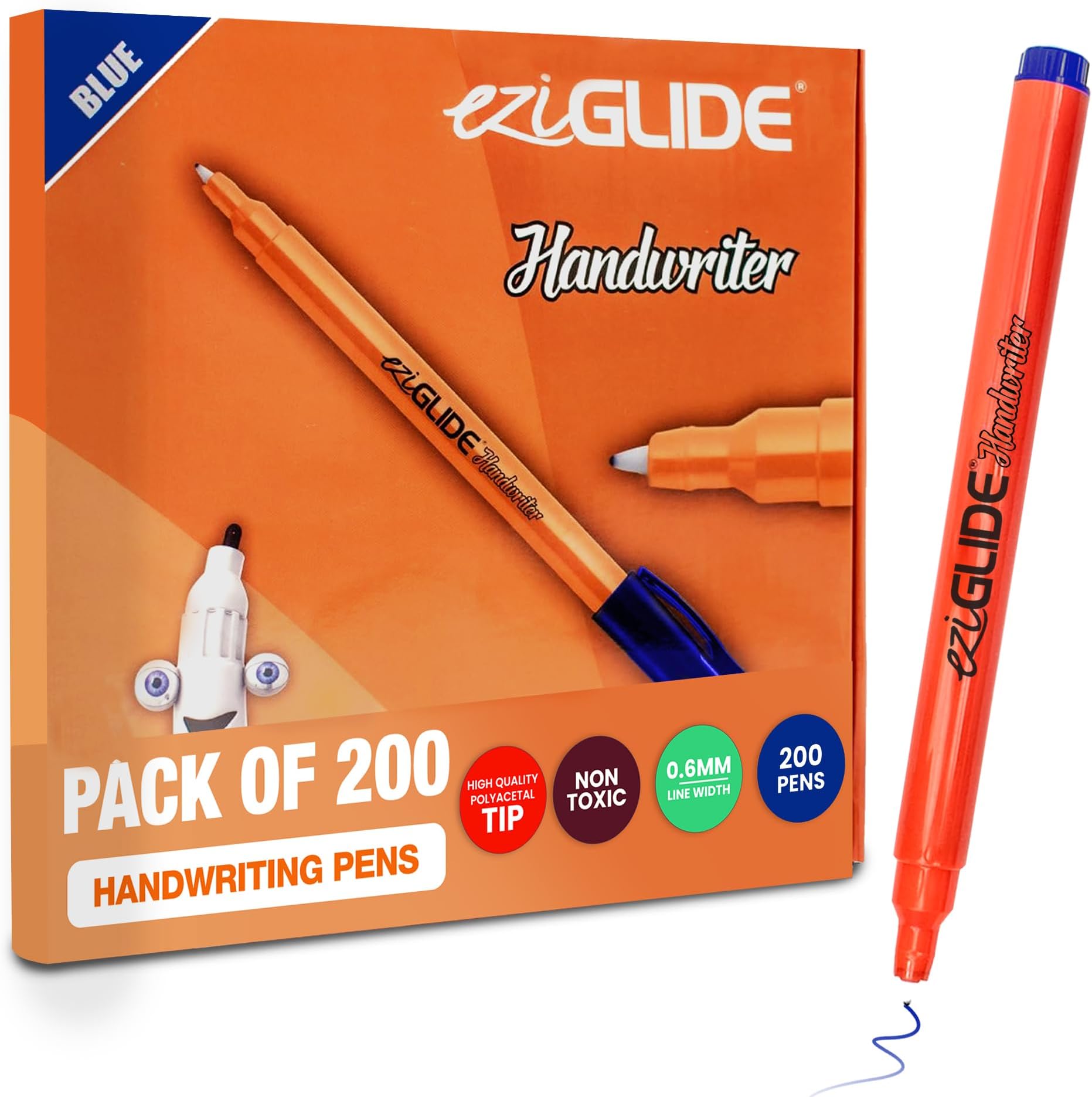 Handwriting Pens 200 Classpack Blue, Hand Writing Pens, hard-wearing polyacetal tip to give smooth effortless writing for both right and left handed