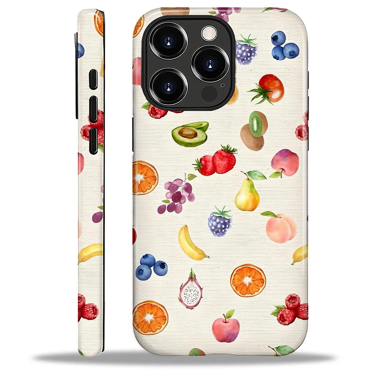 Case Compatible with iPhone 16 Pro Max,Hybrid 2 Layer PC Hard Shell + Silicone Protective Case, Colorful Fruits Scratch-Resistant Shockproof Cover for
