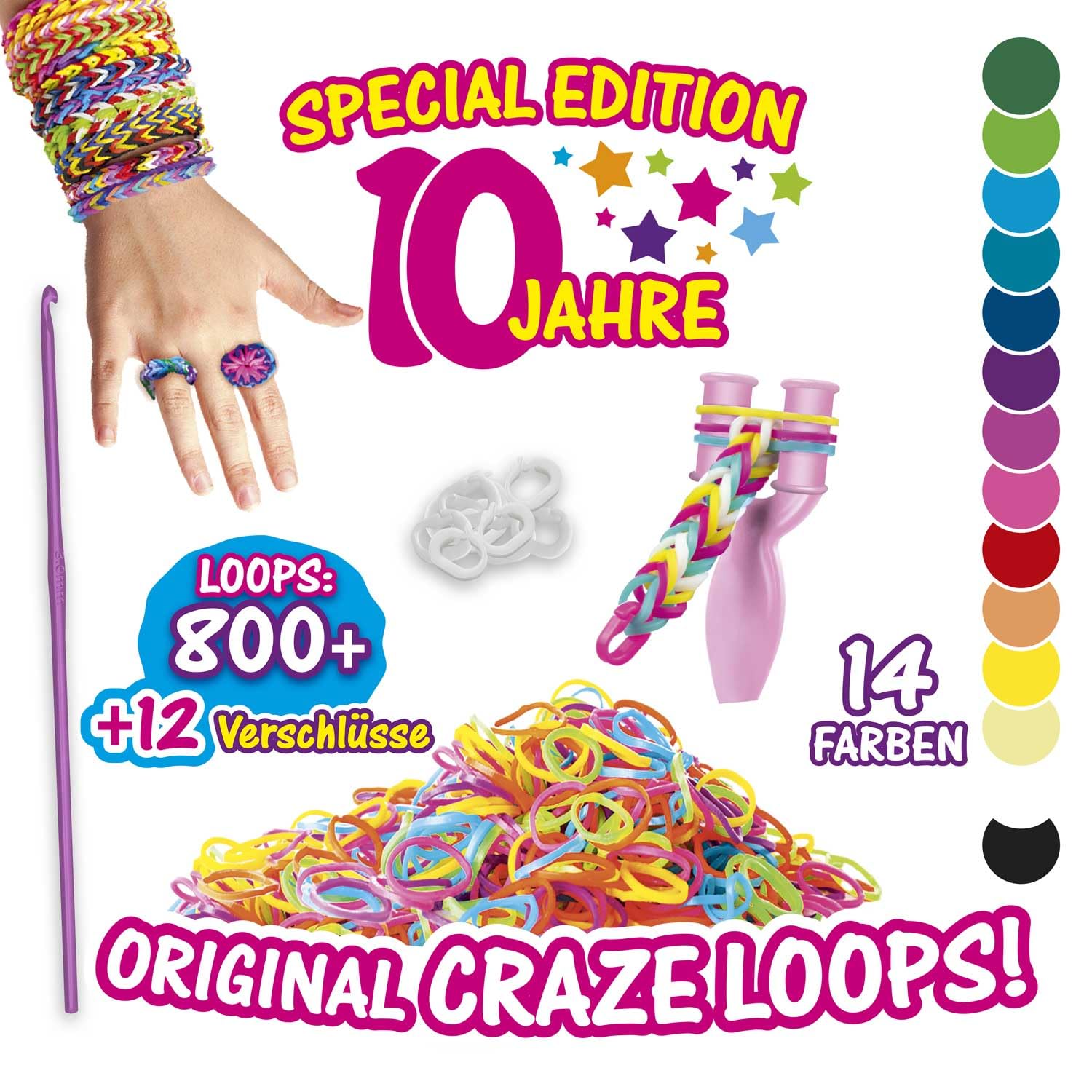 CRAZE loops Fun Box Bracelet Making Kit with 800 Loom Bands, Beads, Clips and Tools - Image 3