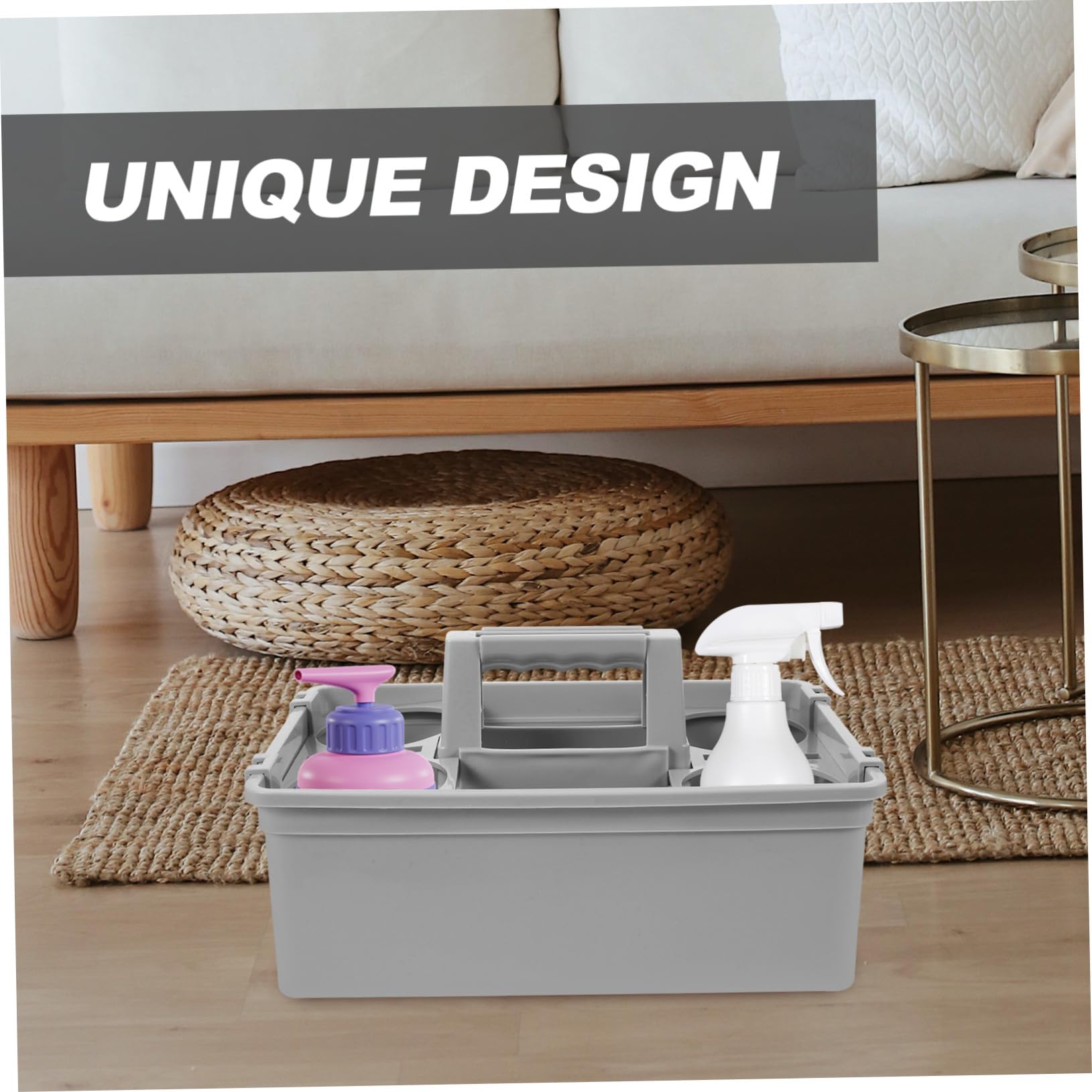 Cabilock Cesta de Almacenaje para Productos de Limpieza con Compartimentos y Asa Ergonómica Contenedor Plástico Ligero y Resistente para Organización Doméstica y Profesional