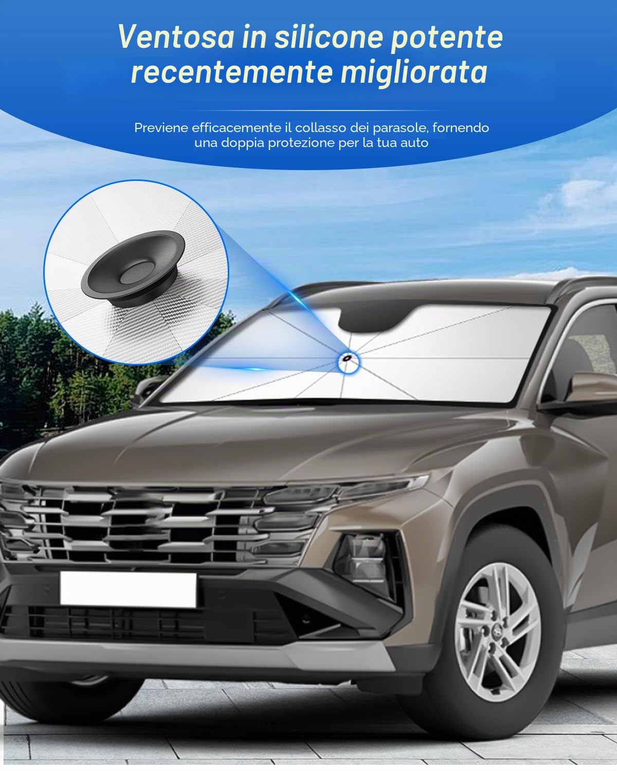 SHAOHAO Compatibile con Hyundai Tucson NX4 2022-2026 Parasole per auto Parasole per parabrezza Facile da riporre Maniglia con cordino Protezione UV Accessori Hyundai Tucson parasole