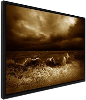 105 x 75 cm quadro – colore seppia – su tela inkusive Ombra fugen cornice nero – Mare in tempesta II