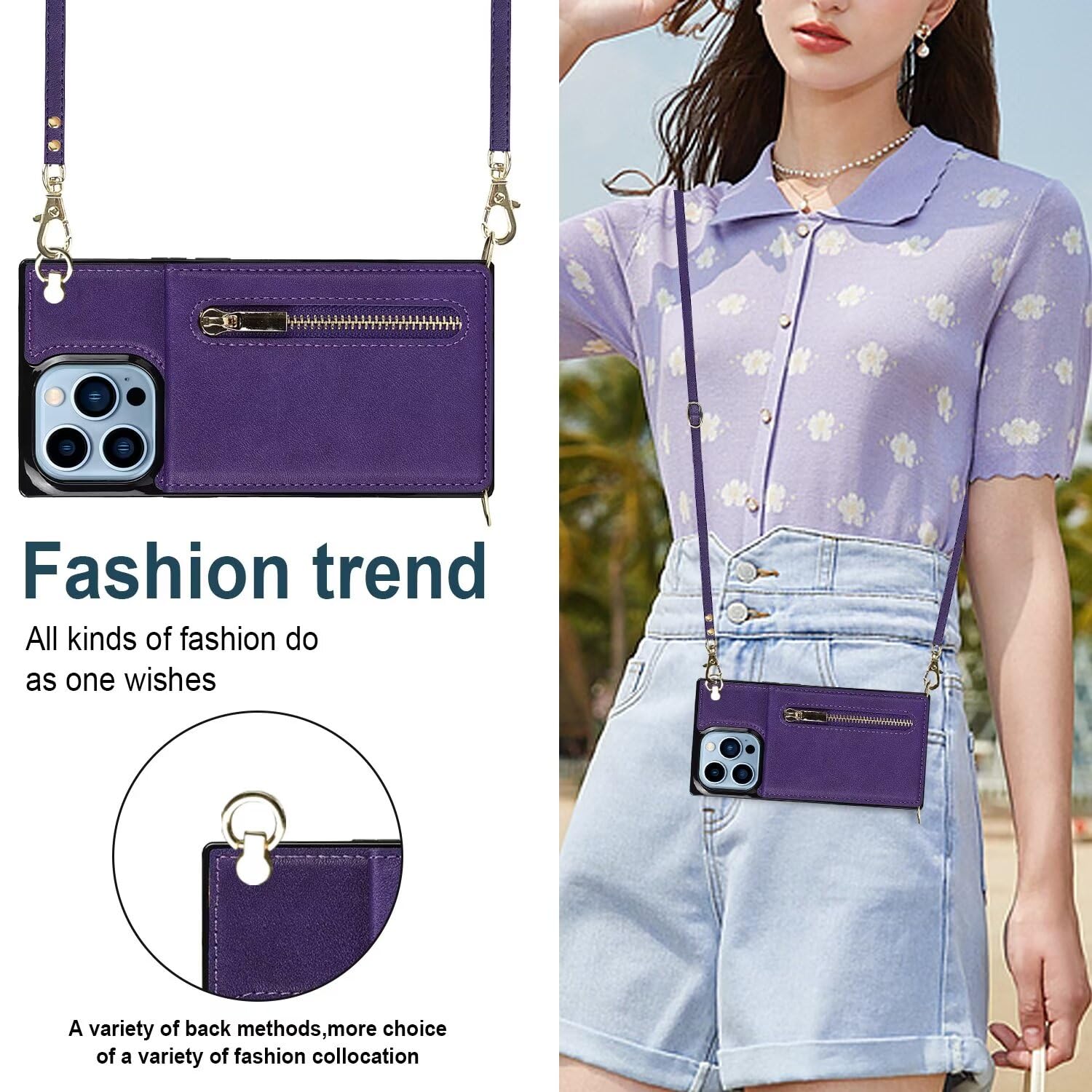 Funda Tipo Libro Para Movil Funda Tipo Cartera 2 En 1 Para Teléfono Celular, Compatible Con IPhone 12/12 Pro, De Piel De Alta Calidad, Con Cremallera, Con Ranuras Para Tarjetas, Correa Para