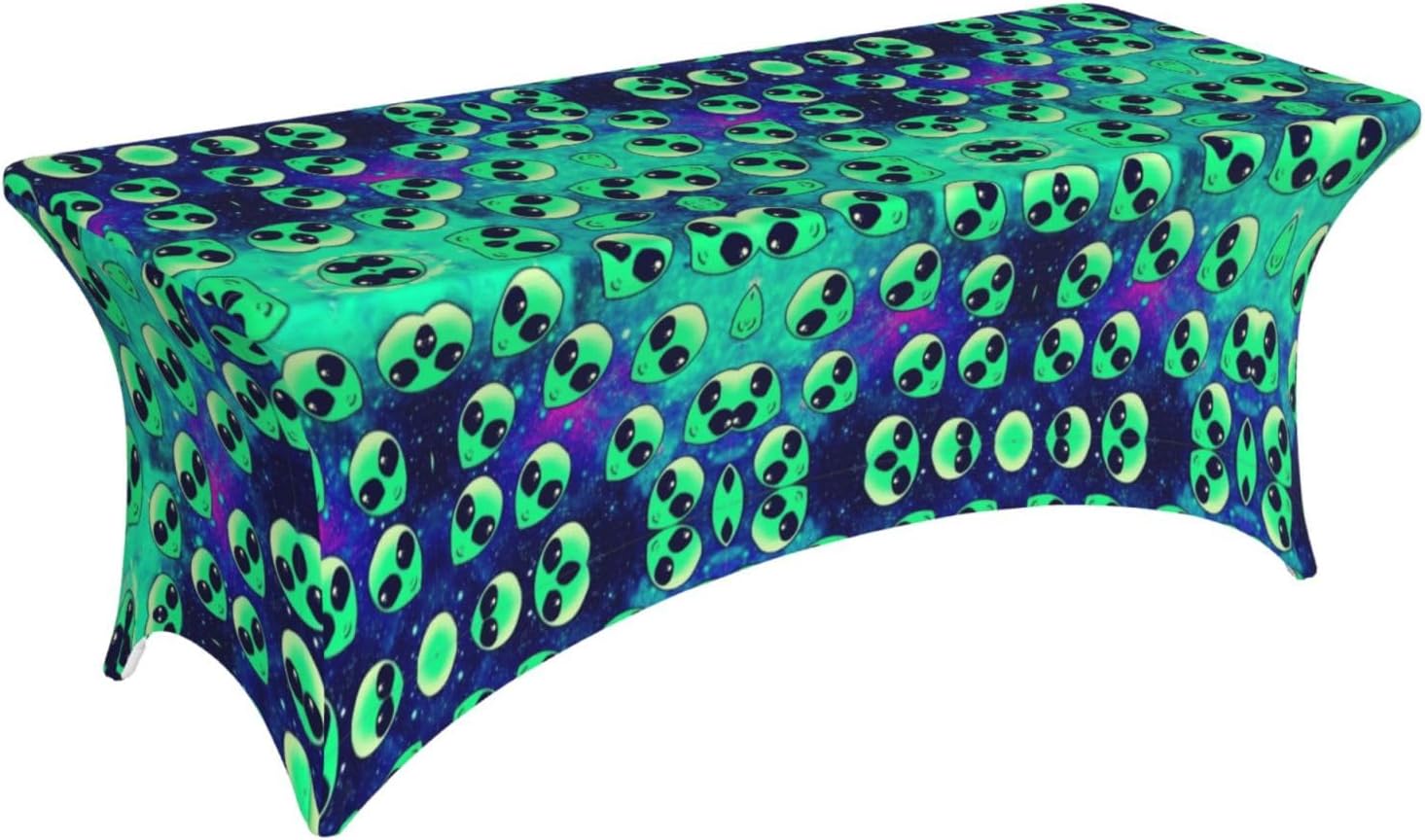 Green Aliens Print Tablecloth 6 Foot Dining Cover Tables Wrinkle Resistant Table Cloth for Wedding Outdoor