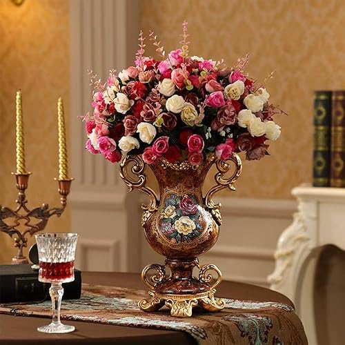 Miniatura 6 de Jarrones grandes de resina retro europea elegante de 11.81 pulgadas florero decorativo para dormitorio, oficina, hotel, hogar y decoración de boda