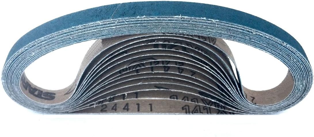 Starcke 1/2 x 18 inch Sanding Belts 60 Grit, 24 Pack - Durable Air Belt Sander Zirconia Band File Easy to Install for Metal Composites Marine and Wood Professional German Quality Bandfile Belt Sander