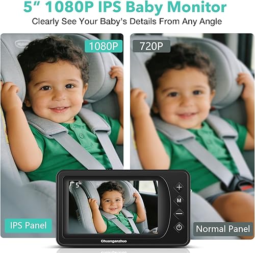 Miniatura 2 de Cámara de coche de bebé de 5 pulgadas con visión nocturna NO.1, alimentada por USB, modo espejonormal, monitor de bebé de coche transparente IPS de