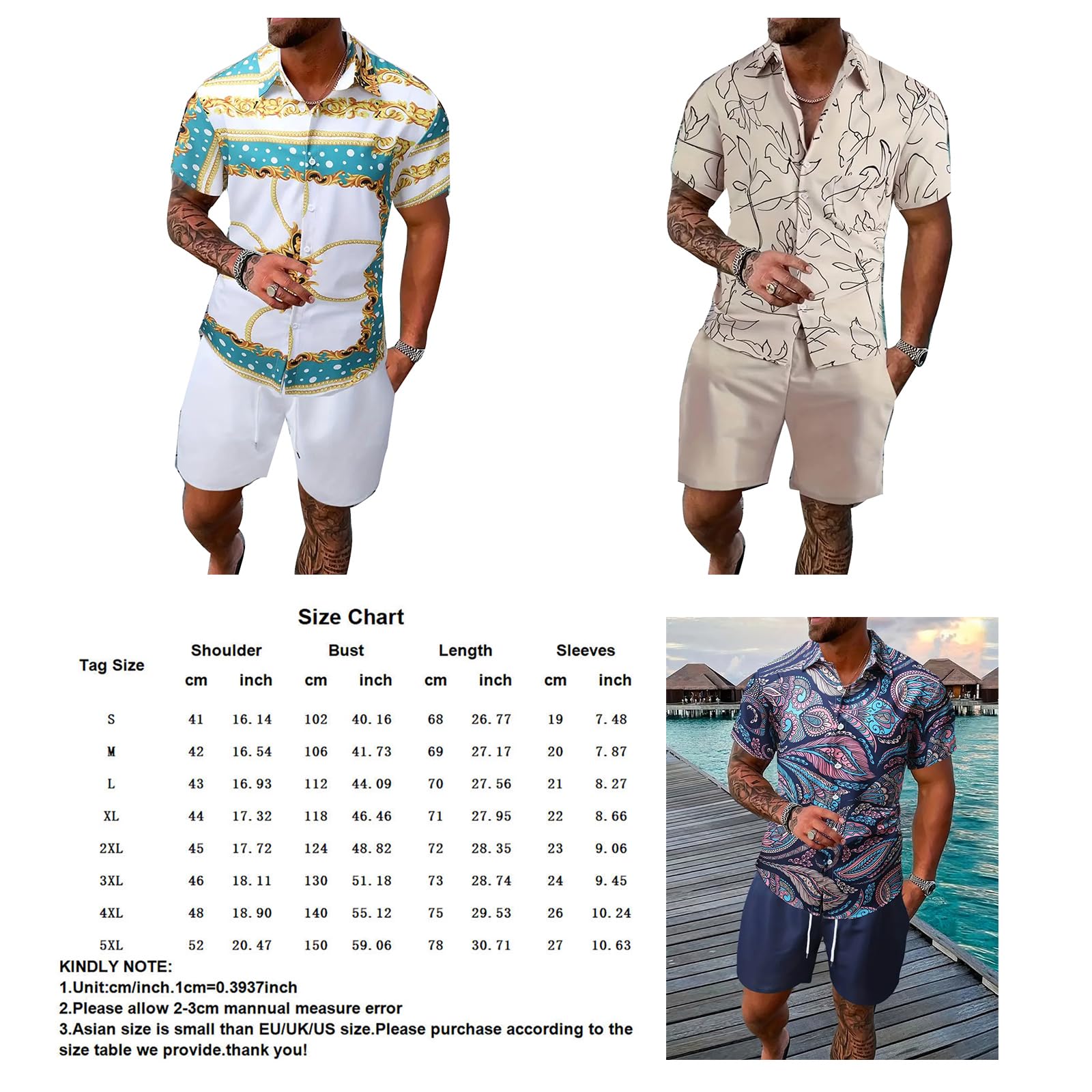 Set tuta estiva floreale 3D da uomo due pezzi con camicia abbottonata abbigliamento sportivo colletto Cubitan set pantaloni jogger hawaiani tropicali outfit casual