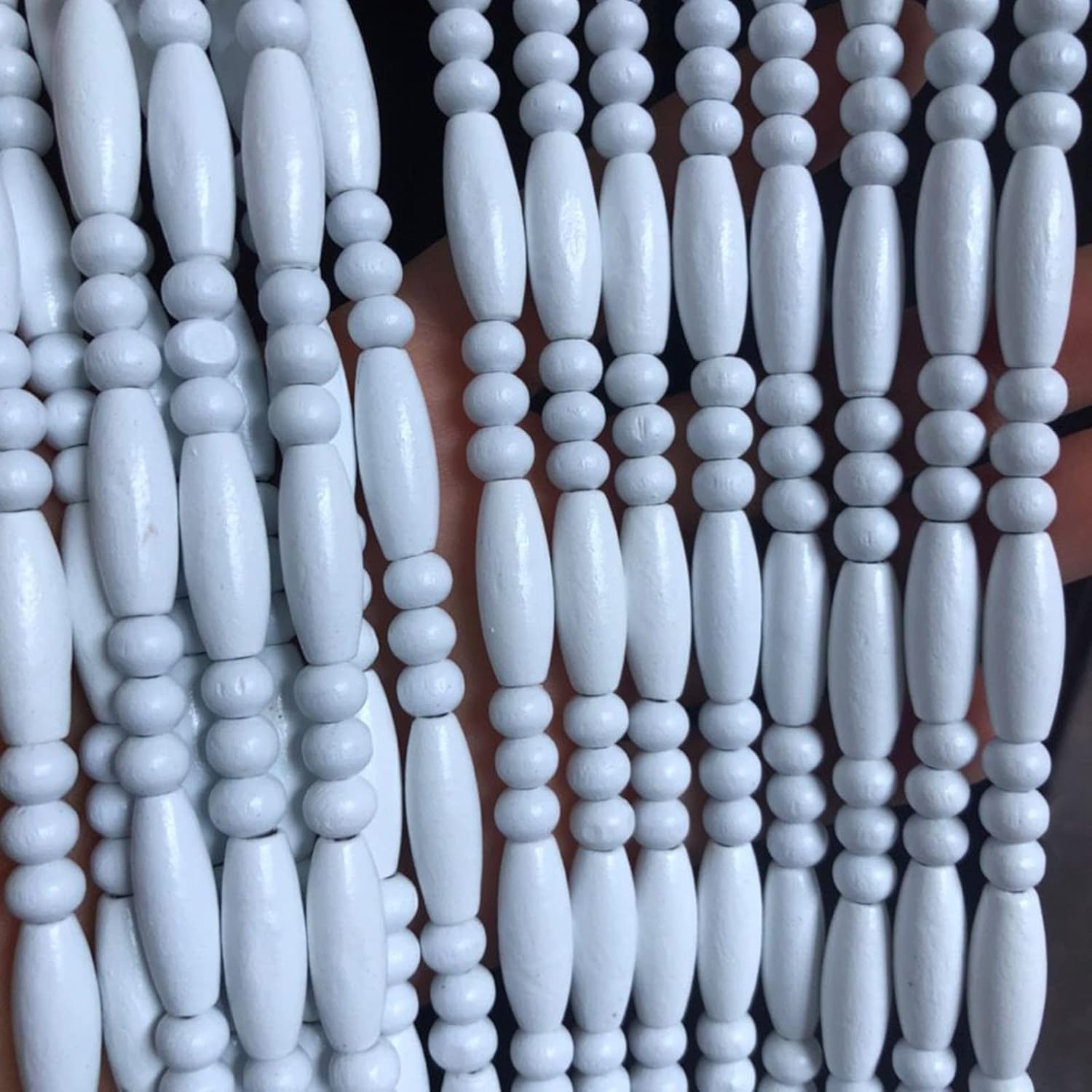 Rideaux de perles en bois naturel pour portes et cloisons de foyer, modèle 59 brins