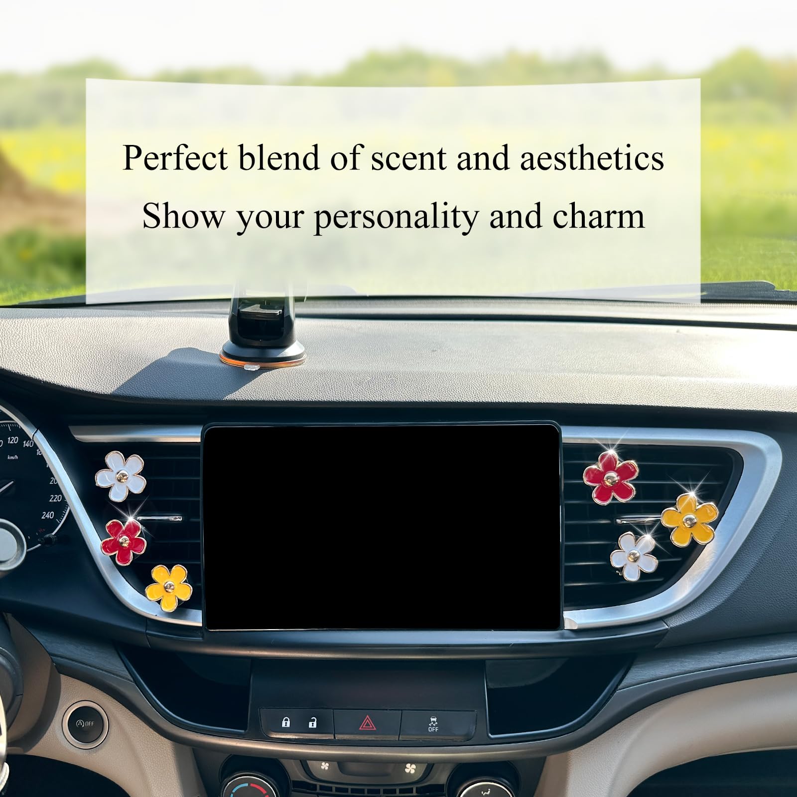 ORIESSE 6 x Blumen-Auto-Lufterfrischer-Clips, Gänseblümchen-Auto-Dekoration