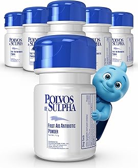 Antibiotic Powder with Bacitracin, First Aid Pain Relief, Healing Wound Seal Powder, Essential Wound Care Medicine for Travel, Effective Healing and Protection, 7.5g, 6-Pack