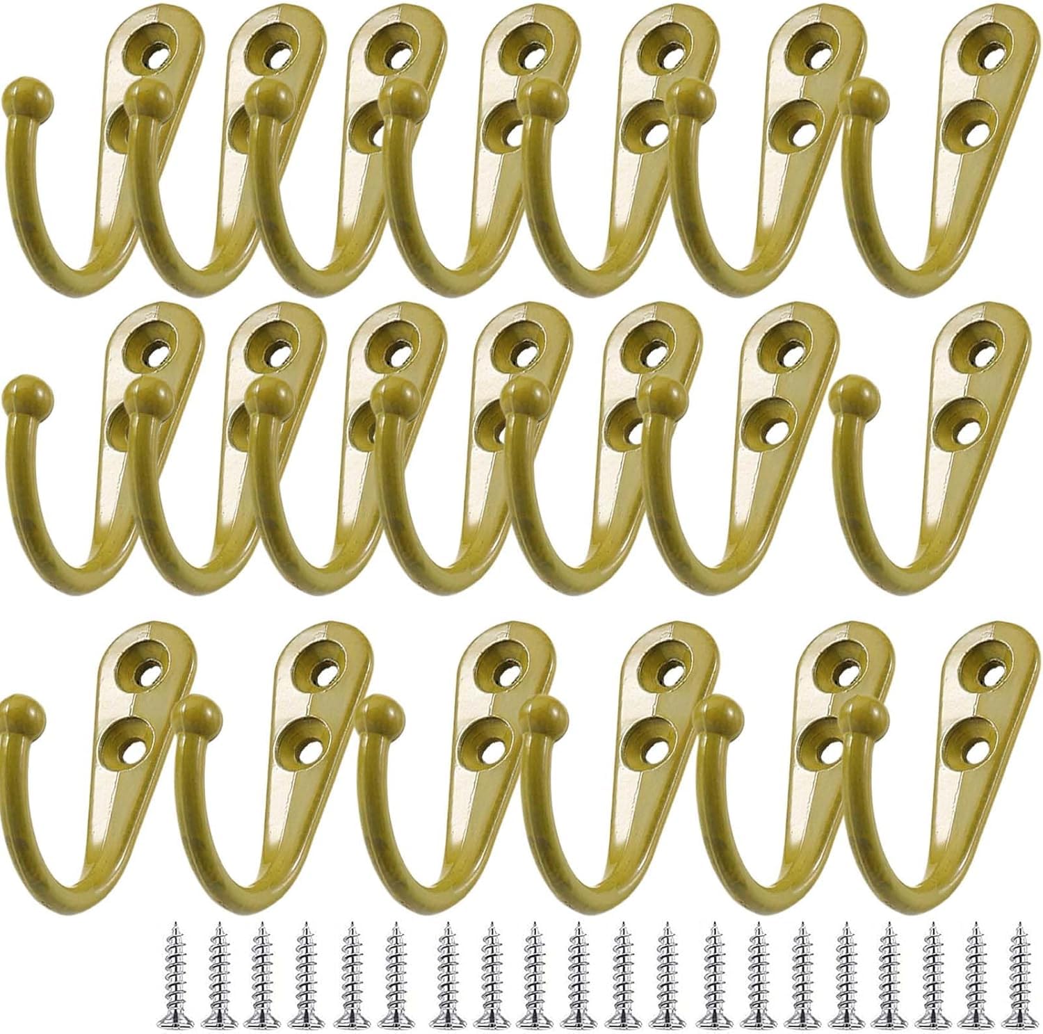 Paqwtyb Yellow Hooks, 20 Pack Vintage Metal Zinc Alloy Small Hooks