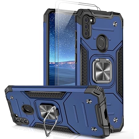 Amazon Com Galaxy A11 Case Samsung A11 Case With Hd Screen Protector Sktgslamy Shockproof Tough Rugged Dual Layer Protective Case Hybrid Kickstand Cover For Samsung Galaxy A11 Blue Cell Phones Accessories
