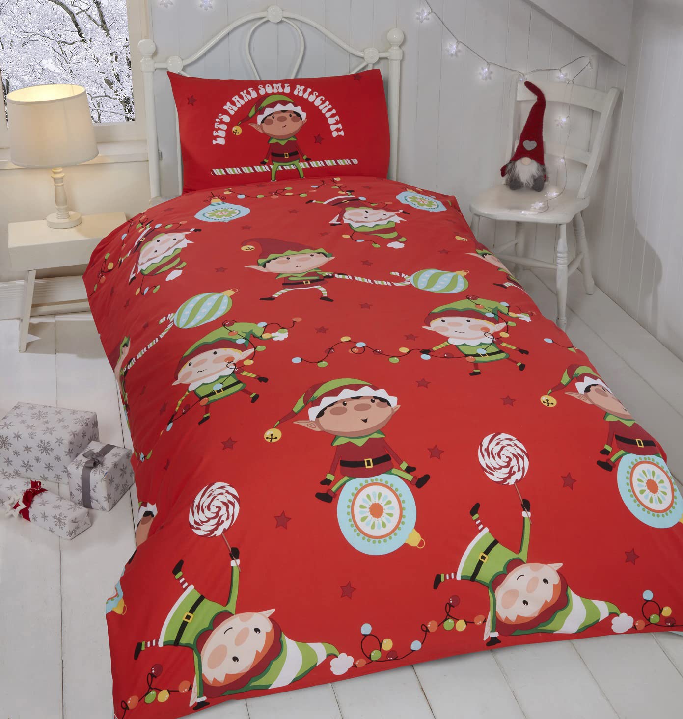 Rapport Home Naughty Elves Christmas Junior Toddler Duvet Cover Set