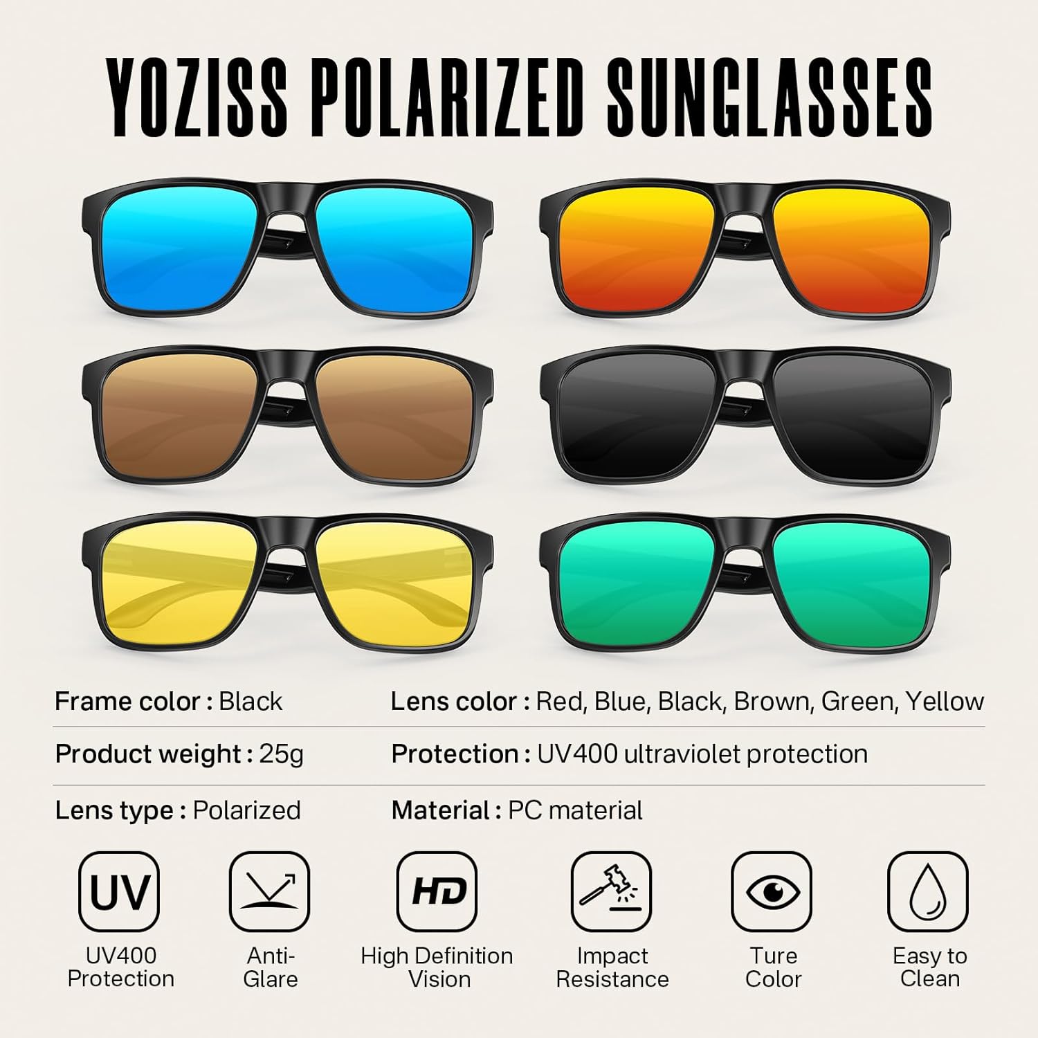 Polarized Sunglasses UV400 Lightweight for Men & Women | Driving, Cycling, Outdoor Fashion Square Frame Sun Glasses - Image 7