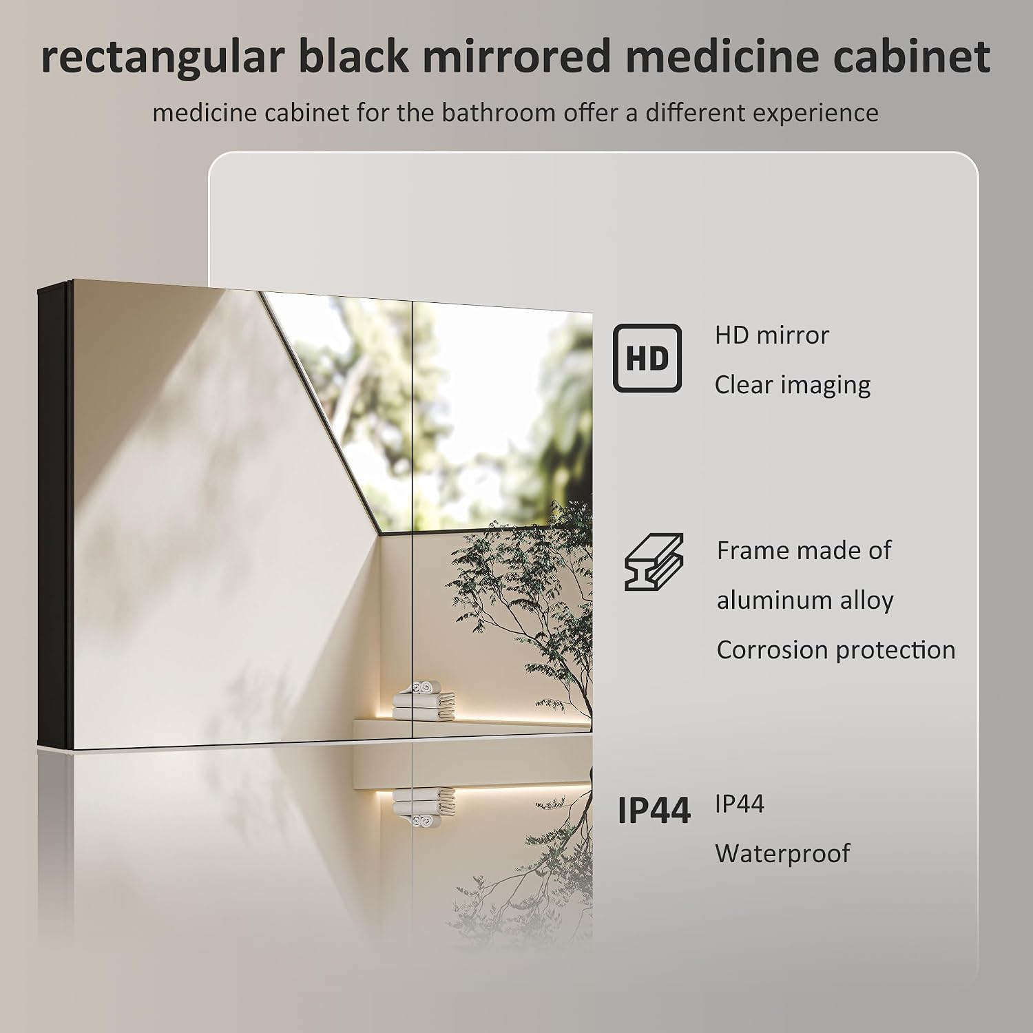 24 x 32 Inch Black Medicine Cabinet for Bathroom with Mirror Rectangle Metal Bathroom Vanity Mirror