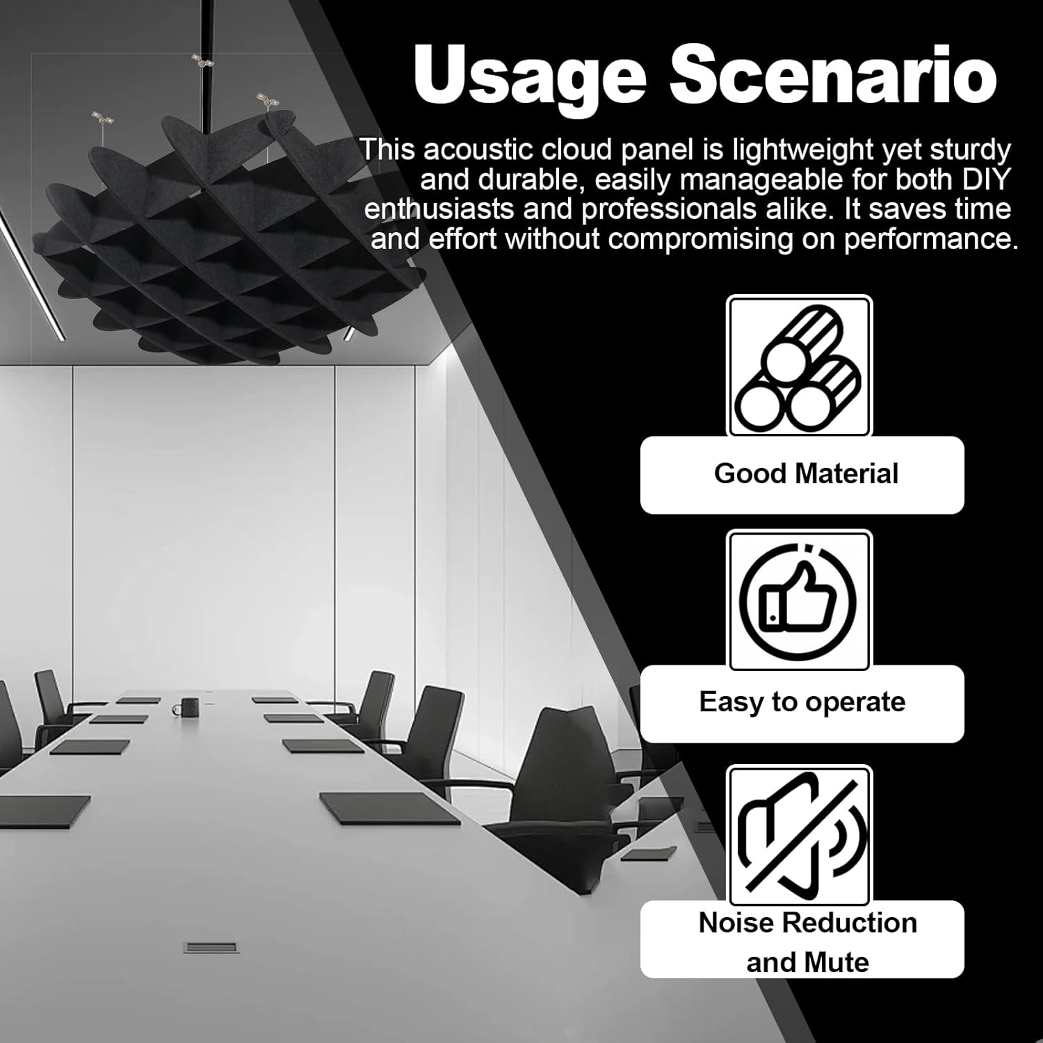 Acoustic Ceiling Panels,Acoustic Ceiling Waffle Panel, Hanging Sound Absorber, Large Hanging Noise Reduction Panel for Office, Home Theater, Recording Studio Other Scenarios