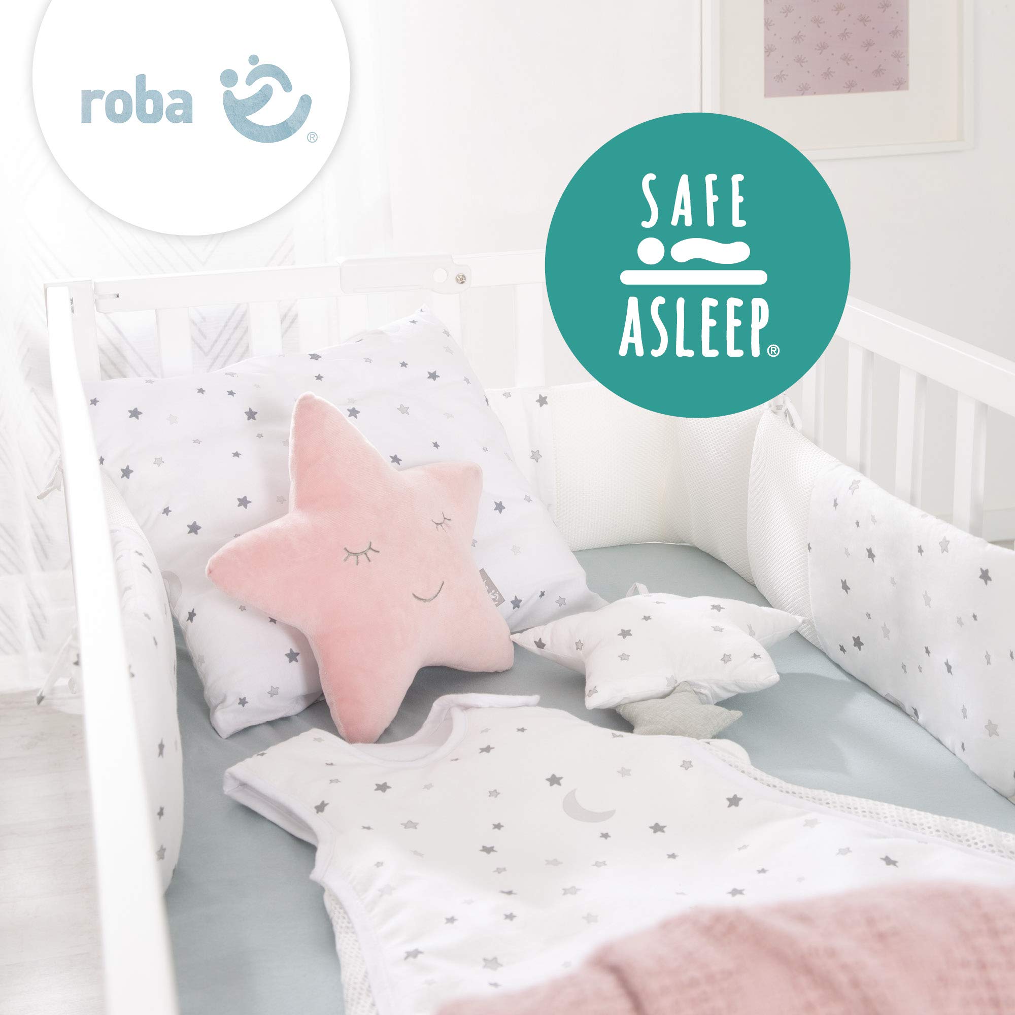 roba Materasso per Lettino safe asleep - Serie Air Balance Plus - 60 x 120 x 9 cm - con Zip - Sfoderabile e Lavabile - Trapuntato e Traspirante - Bianco