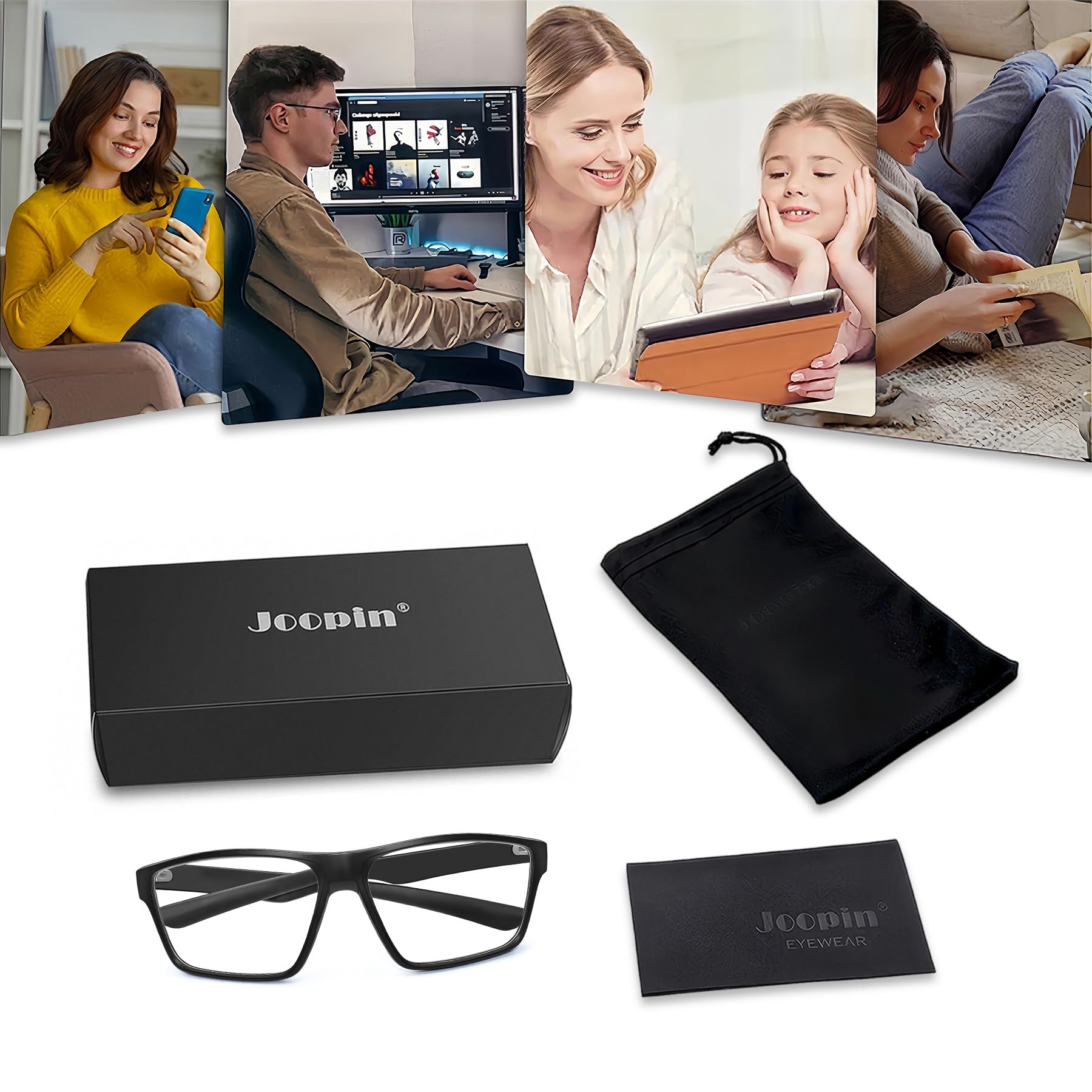 Joopin Gafas Bloqueo Luz Azul Hombre y Mujer para Ordenador Juegos Pantallas Gafas Filtro Luz Azul Antifatiga para Mejorar Sueño