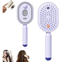 Electric Steam Brush for Hair, Electric Spray Air Cushion Comb for Women Rechargeable Steams Hair Straightener Brush with Detangling Comb, Spray Air Cushion Massage Comb Purple