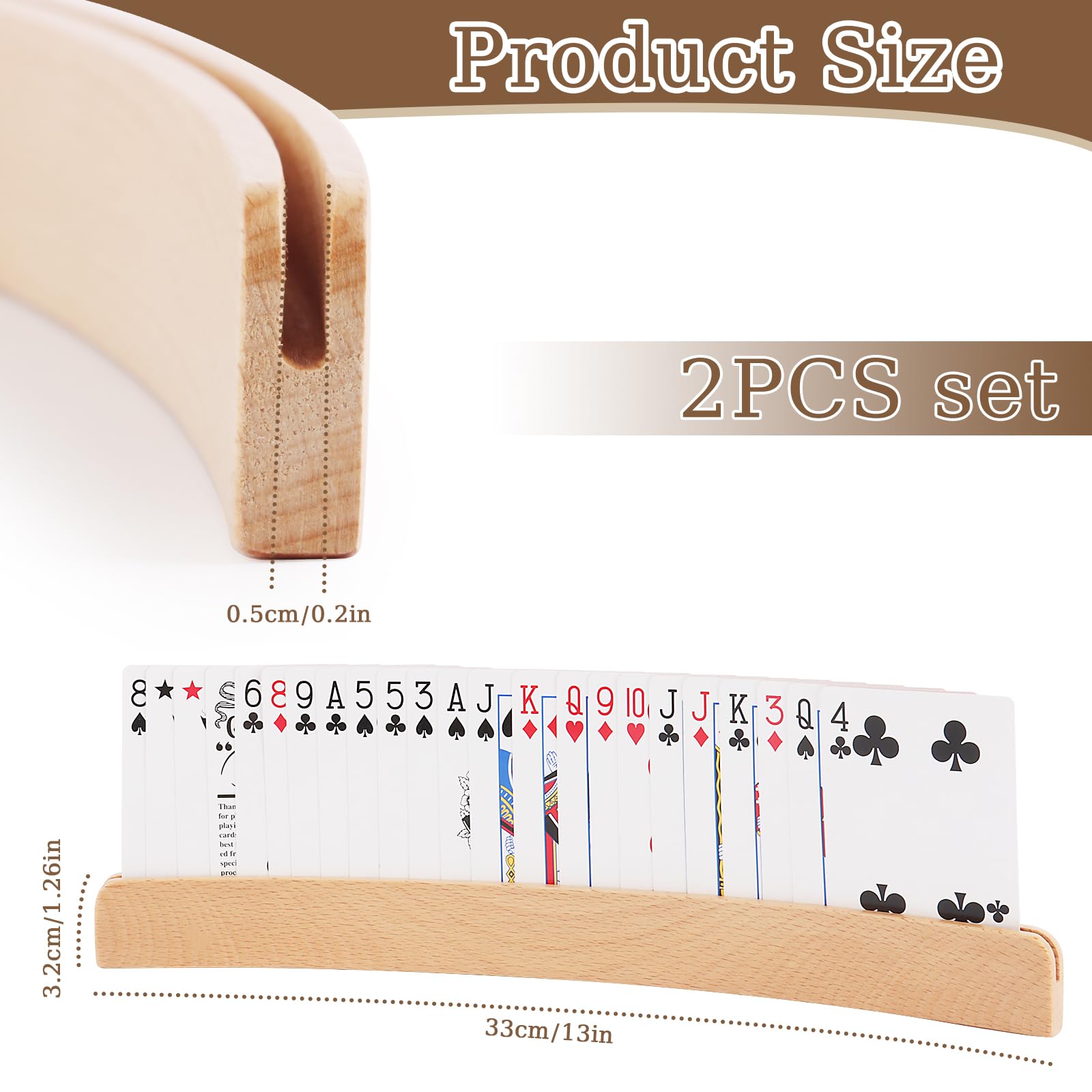 MXTIMWAN 2 Porta Carte da Gioco, Porta Carte per Bambini e Adulti, Reggi Carte Portacarte da Gioco in Legno, Supporto per Carte da Gioco per Bambini, Anziani, Adulti, Disabili
