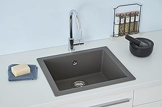 respekta Mineralite - Lavello da incasso, in granito, 50 x 44 cm, grigio cemento
