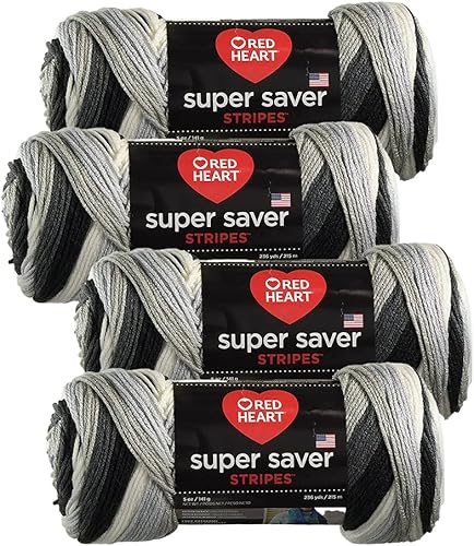 Red Heart Super Saver - Ovillo de estambre (paquete de 4 madejas de 5 onzas) (periódico)