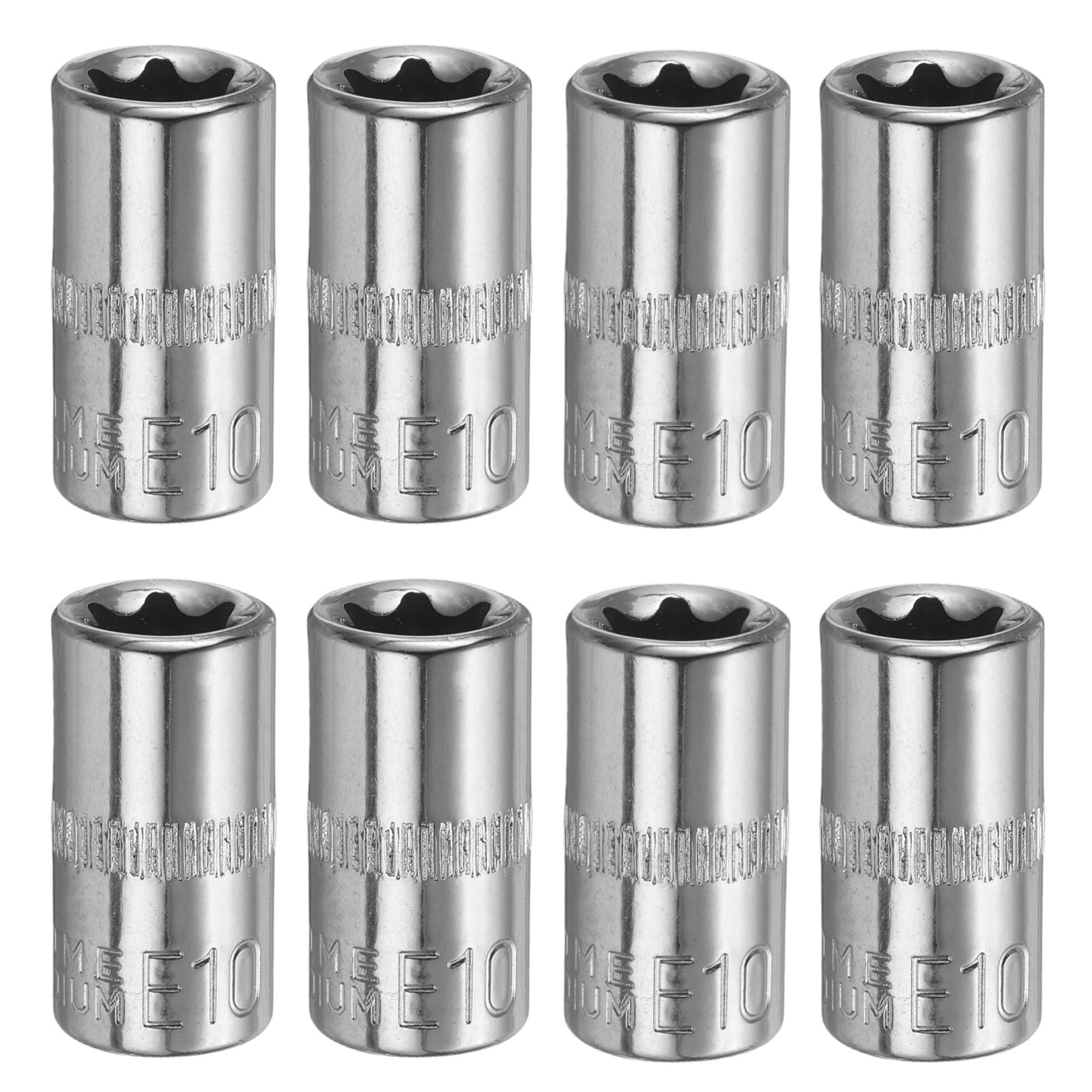 HARFINGTON 8pcs E-Torx Socket 1/4" Drive E10 External Torx Deep Socket CR-V 6 Point Spline Socket Star Female Bit Socket for Auto Repairs Home