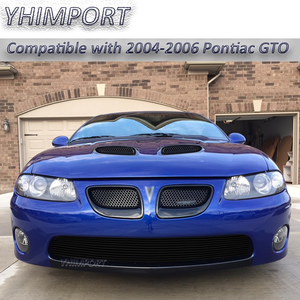 Black Lower Bumper Grille Fits 2004 2005 2006 Pontiac GTO Solid Aluminum Billet Grille Insert Combo (Black-Lower Bumper)