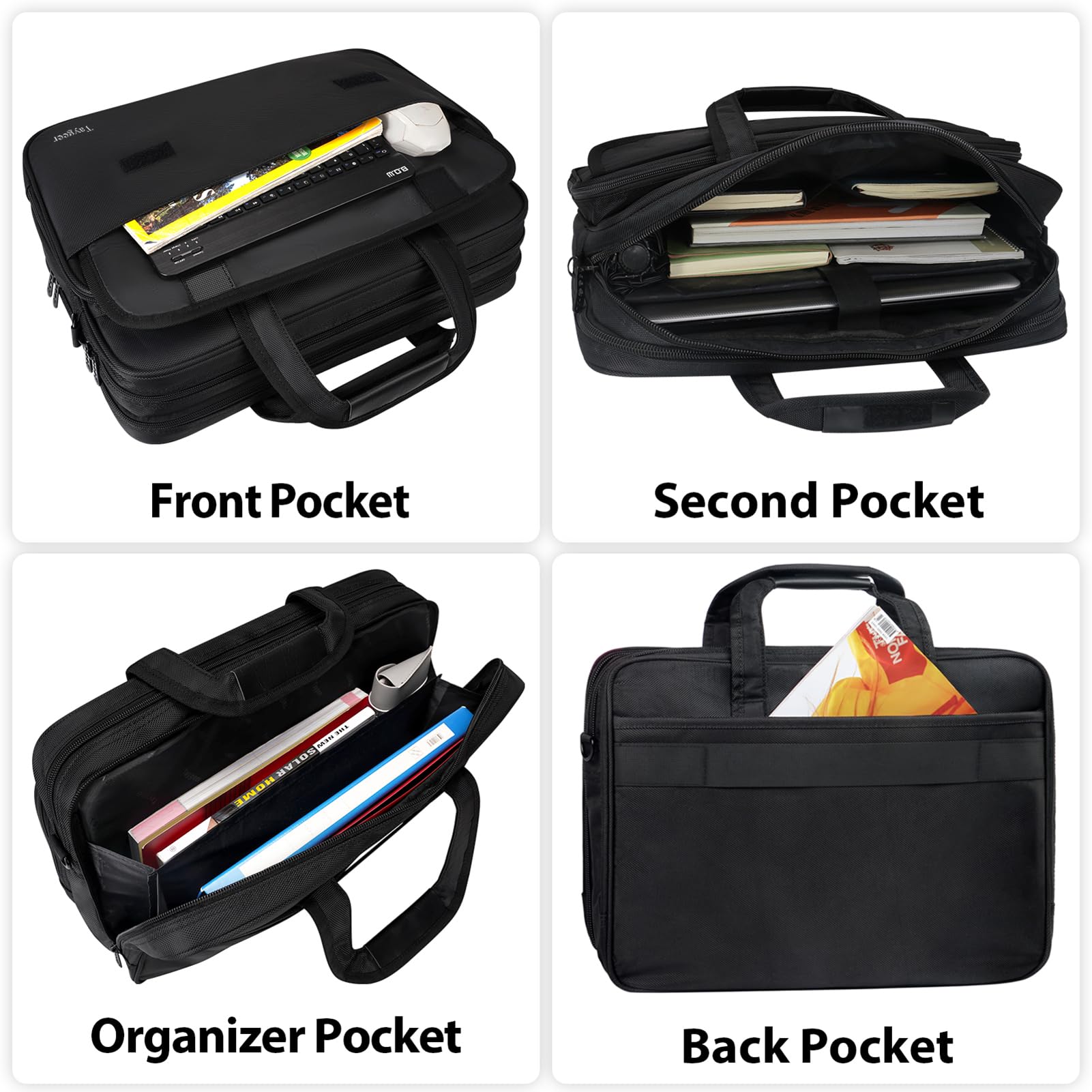 Taygeer Borsa Porta PC, 17 Pollici Borsa per PC Portatile Notebook Impermeabile Borsa a Tracolla per Laptop Borsa da Lavoro per Uomini Donne Insegnanti Affari Viaggi Universitari, Nero