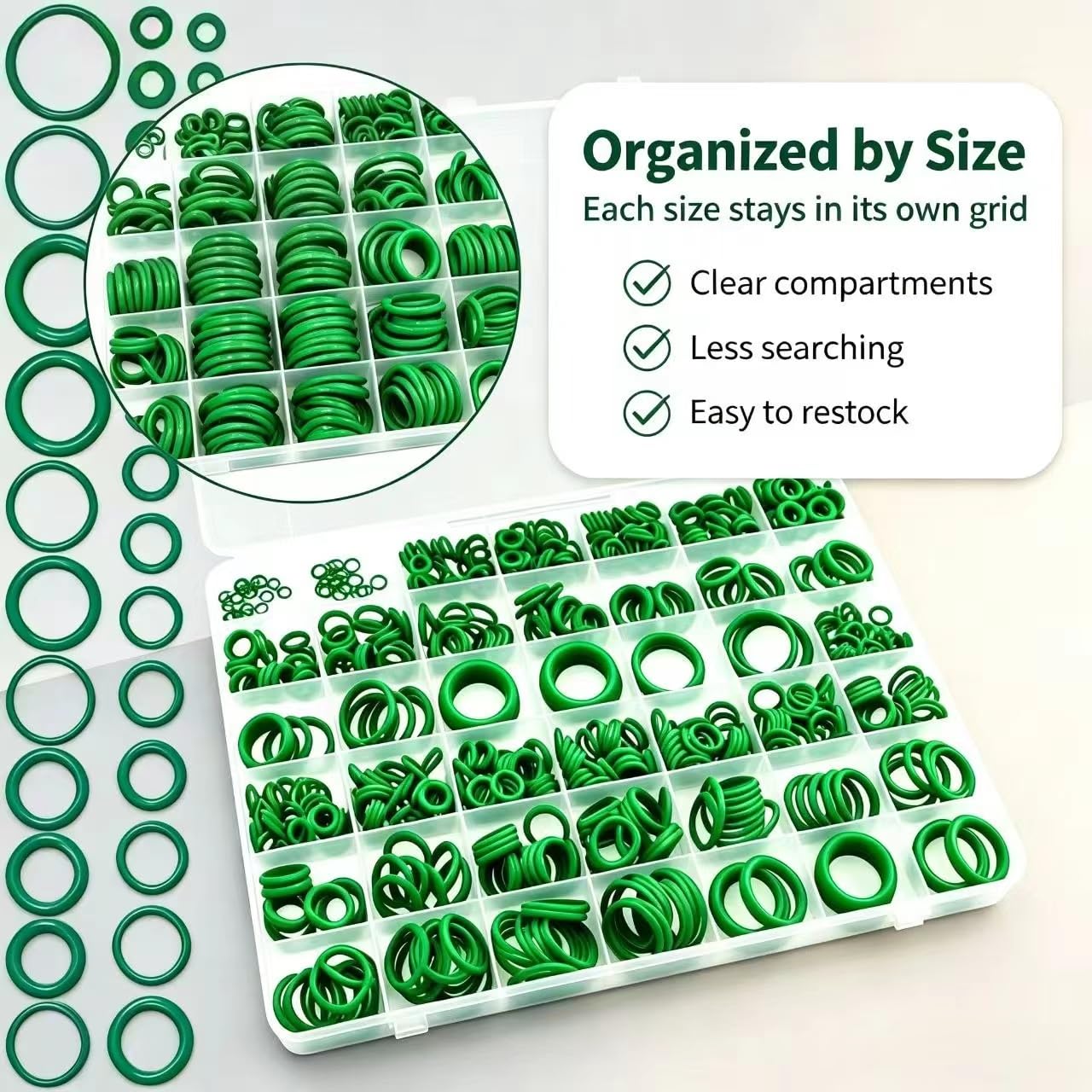 595Pcs Nitrile Rubber O Ring Kit, 36 Sizes Air Conditioning O Ring Assortment Kit Set for Automotive Faucet Pressure Washers Plumbing Sealing Repair,Air or Gas Connections,Resist Oil and Heat
