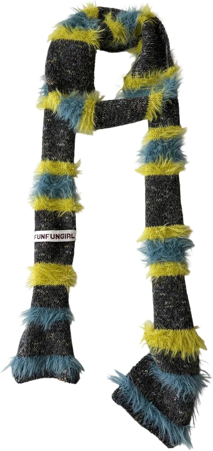 Soft Plush Winter Scarf For Cool Girls Design Narrow Long Neck Warmer Polyester Neck Accessory