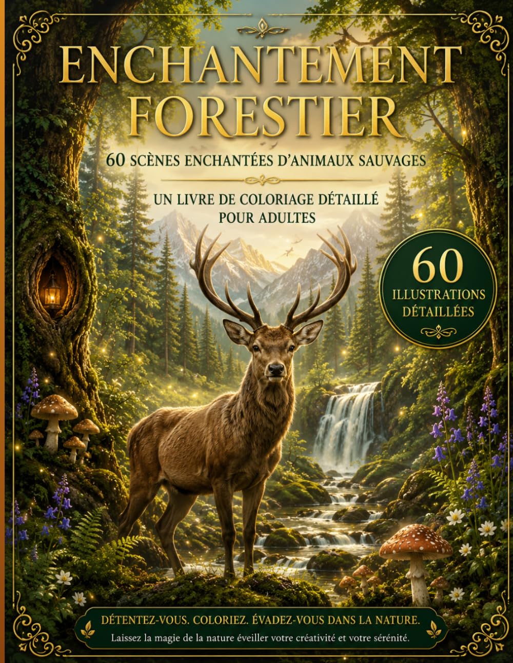 Enchantement forestier: 60 scènes enchantées d’animaux sauvages – Un livre de coloriage détaillé pour adultes