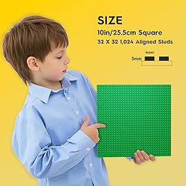 Pokiiulk Classic Baseplates Building Plates-Pack of 10 Large 10 x 10 Building Bricks,Compatible with All Major Brands,Perfect STEM Gift for Builders Age 3+ (Green)
