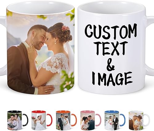 Tazas de café personalizadas para parejas, tazas de café personalizadas con texto de imagen, tazas de café personalizadas de 11 onzas en ambos lados