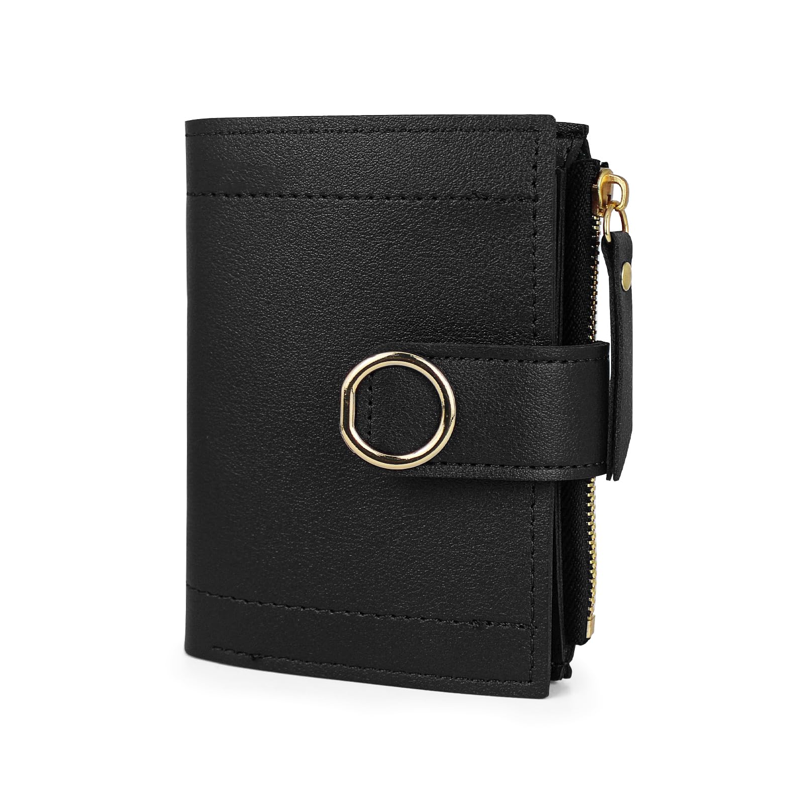 SUMGOGO Portafoglio Donna Piccolo In Pelle Ondulata - Nero - Mini Portamonete Con Cerniera E 6 Slot Carte - 3