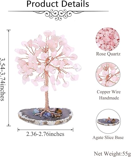 Miniatura 7 de Jovivi Amatista natural + aventurina verde + ópalo curativo árbol en base de ágata, piedras curativas para árbol de dinero para Feng Shui en casa