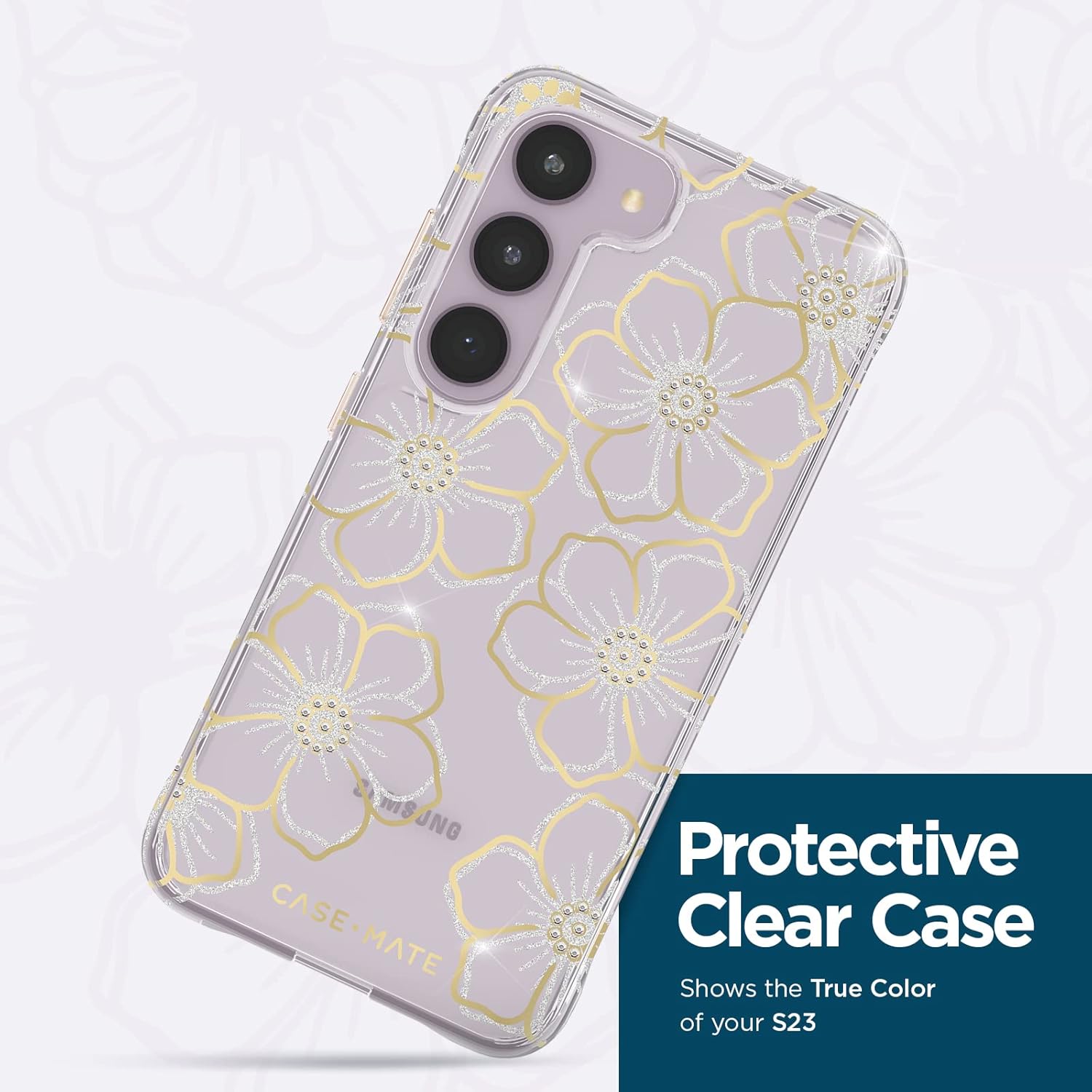Case-Mate Samsung Galaxy S23 Case [6.1"] [12ft Drop Protection] [Wireless Charging] Floral Gems Phone Case for Samsung Galaxy S23 - Cute Bling Sparkle Cover w/ Anti-Scratch Tech, Shockproof, Slim Fit