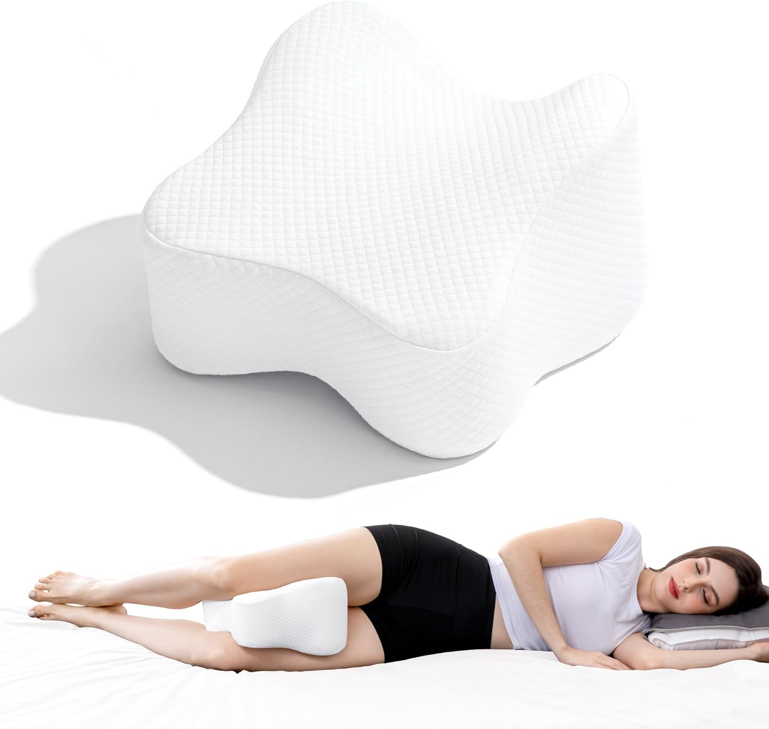 Knee Pillow for Side Sleepers,Leg Pillows for Sciatica,Knees,HIPS,Joints Between Legs,Back Pain Relief When Side Sleeping Spine Alignment Support for Knee Surgery Recovery,White