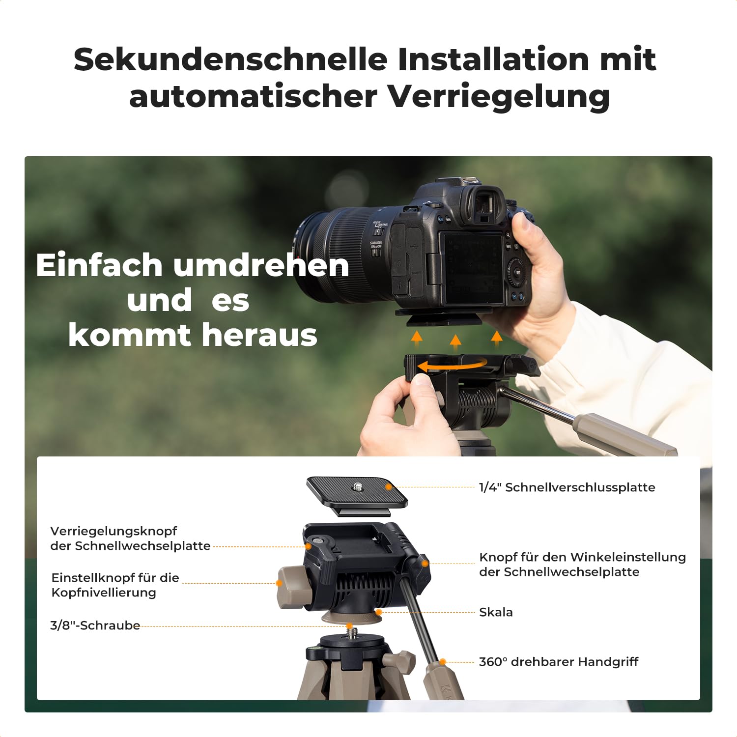 K&F CONCEPT Aluminium Kamera Stativ, 190cm leicht Stativ mit Tasche