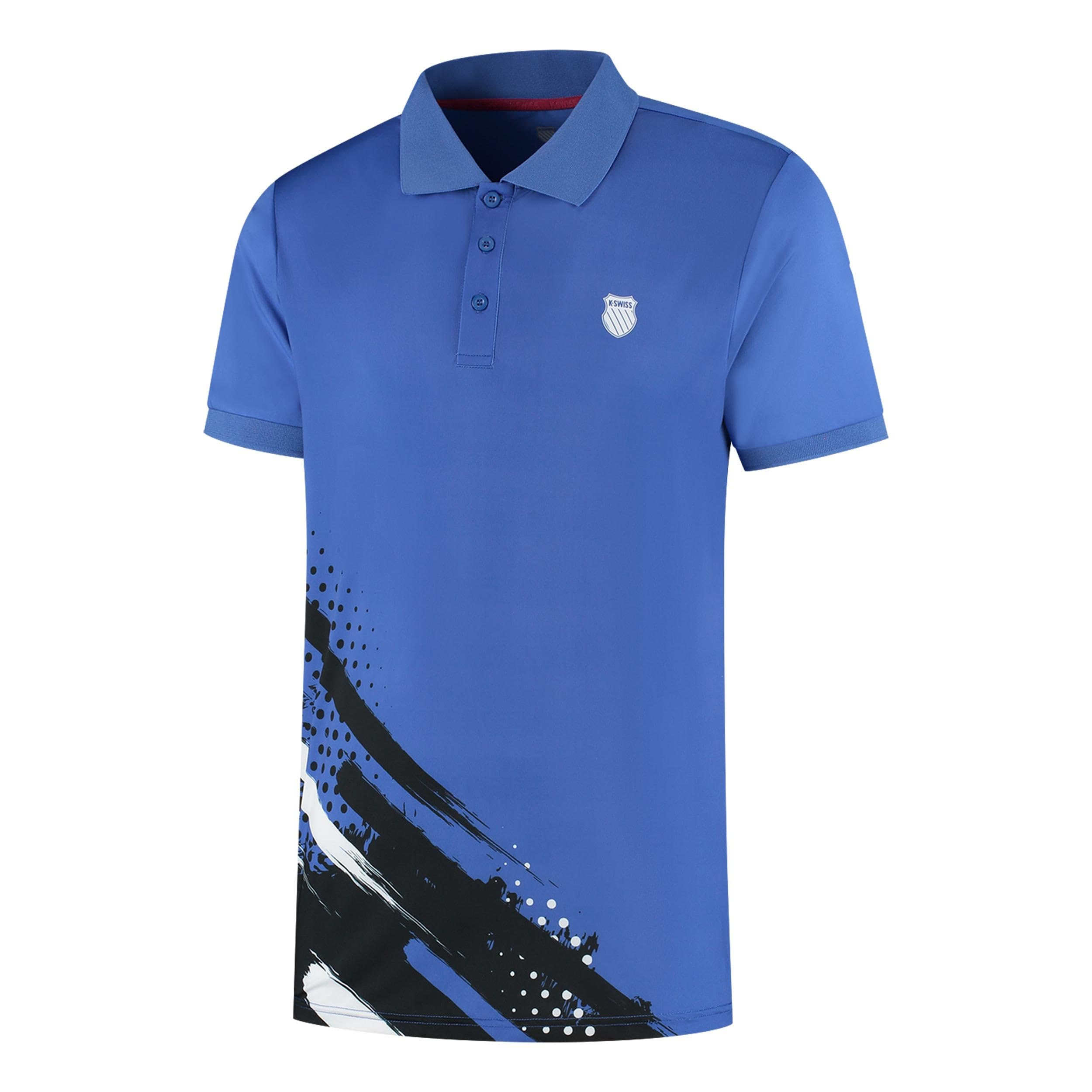 K-Swiss Hypercourt Imprimé Polo rayé Tennis/Padel – Bleu Marine/Blanc éblouissant | Performance Masculine