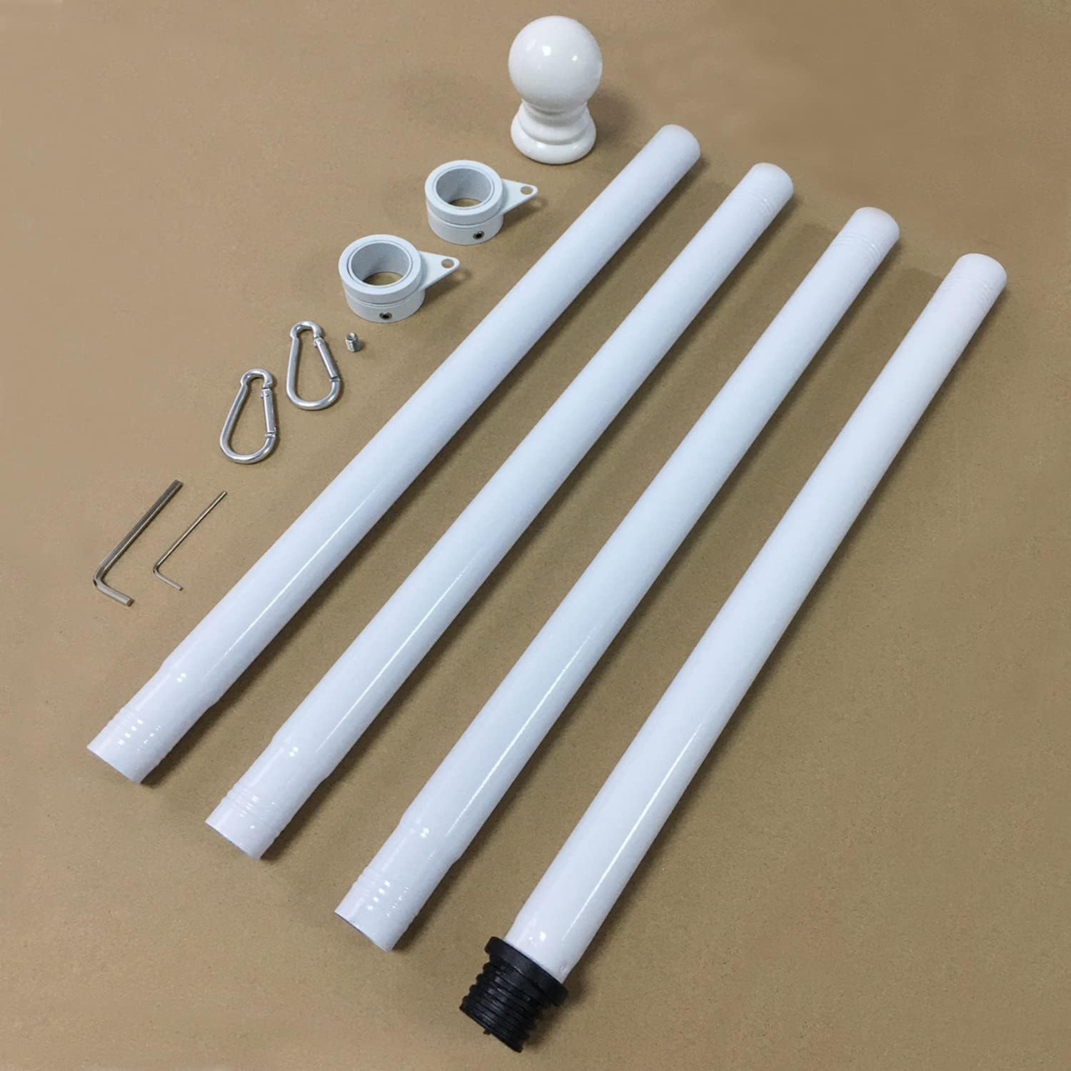 White Flag Pole Kit for House, 5 FT Thickened Stainless Steel Outside Wall Mount Flagpole for 3x5' American Flag with 1" Tangle Free 360° Rotating Flag Pole Rings Hardware for Porch Residential - Image 9