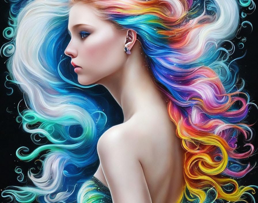 Dessin portrait fille sur toile pour décorer un mur vide SERENDIPITP 58x90